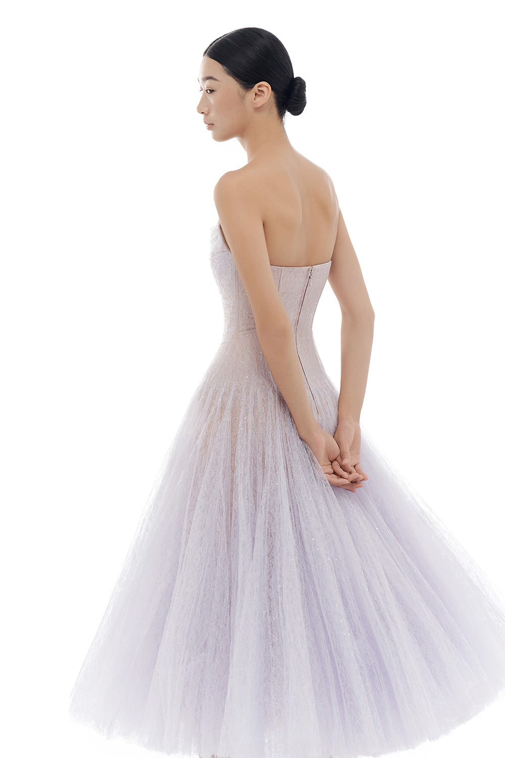 Draped Lace Midi Dress