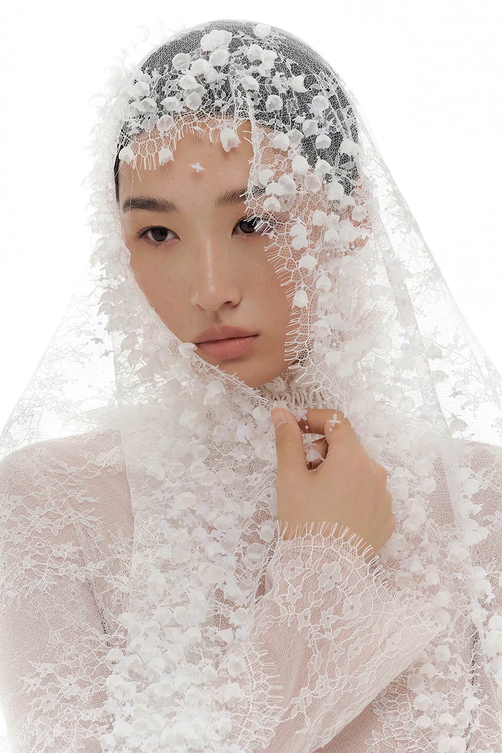 White Flowers Headscarf