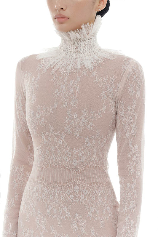 White Floral Lace Maxi Dress