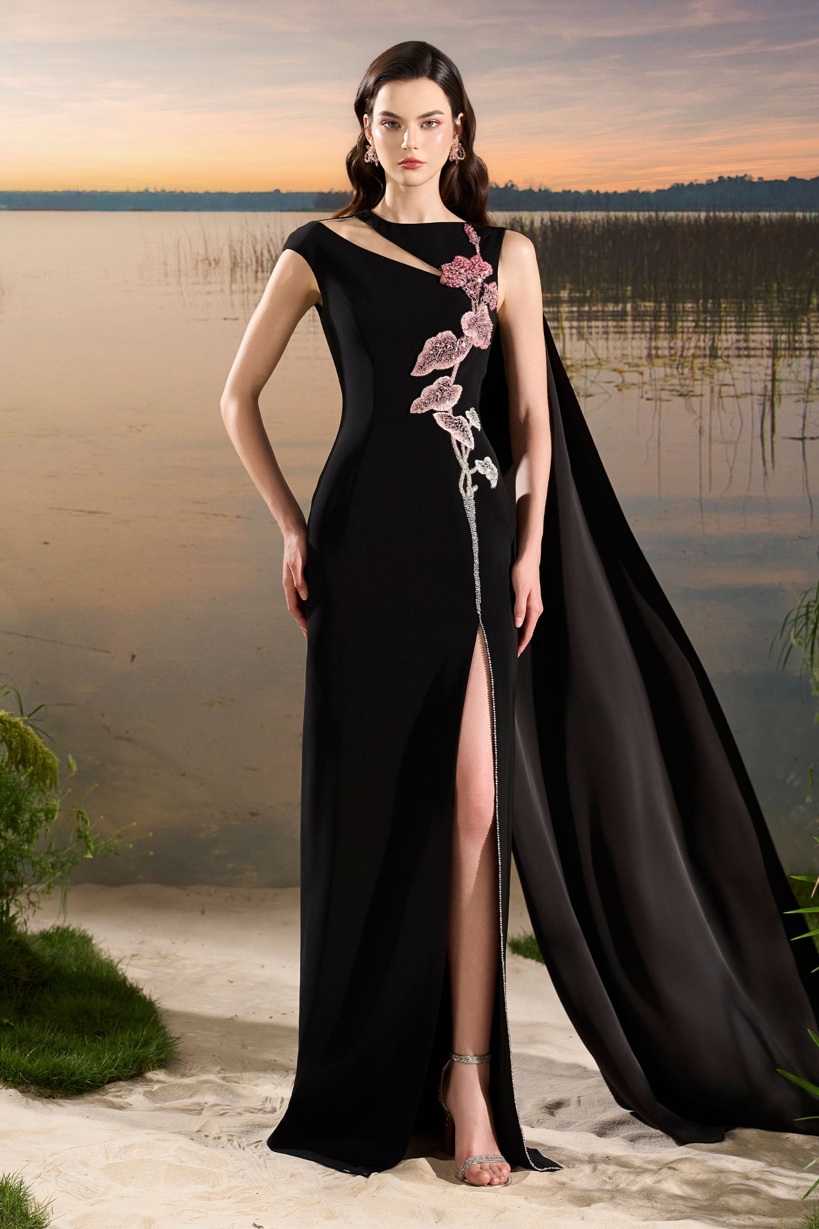 Moona Asymmetric Neck Maxi Dress - MEAN BLVD