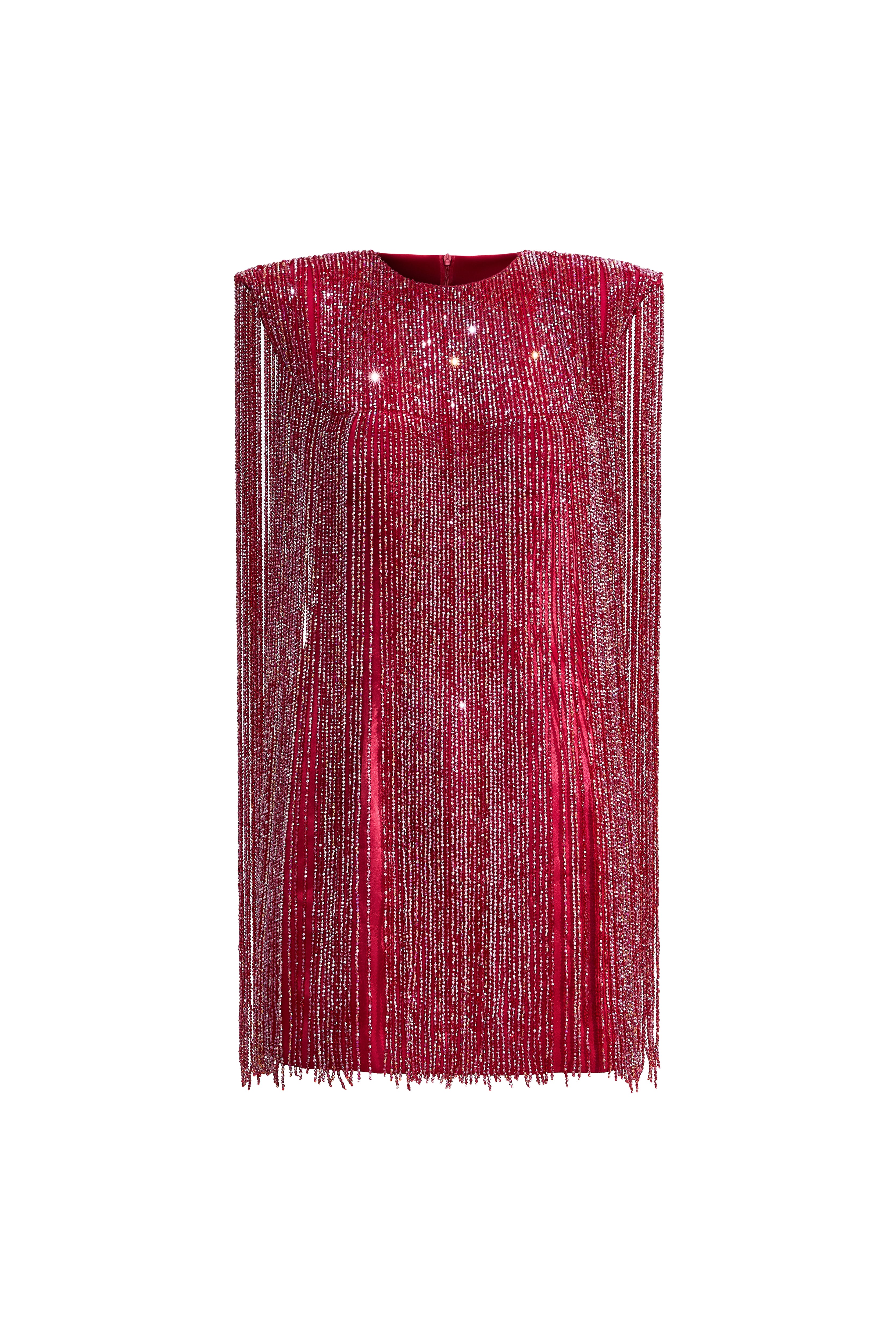 red fringe mini dress Women's Coming In Hot Red 3/4 Sleeve Fringe Mini Dress | Size: Xs