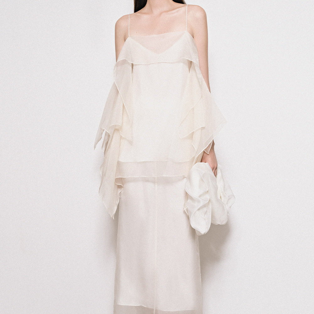 Leia Straight Layered Organza Maxi Skirt