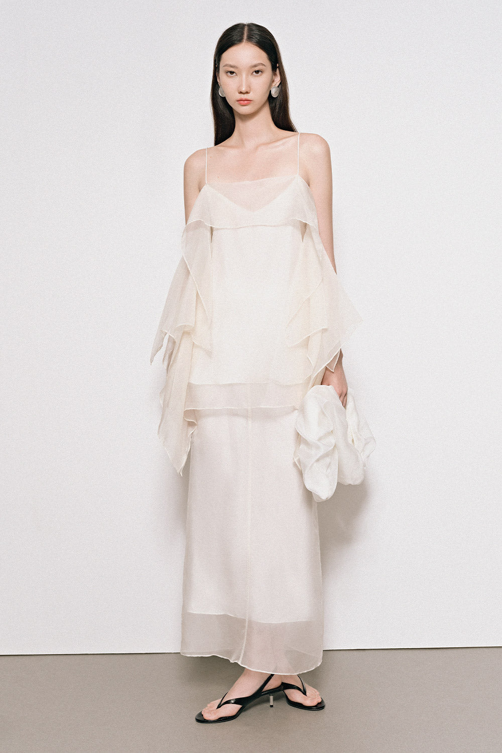 Leia Straight Layered Organza Maxi Skirt