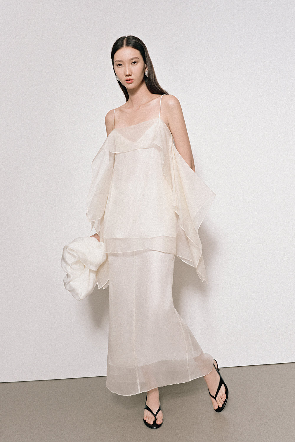 Leia Trapezoid Ruffle Layer Organza Top