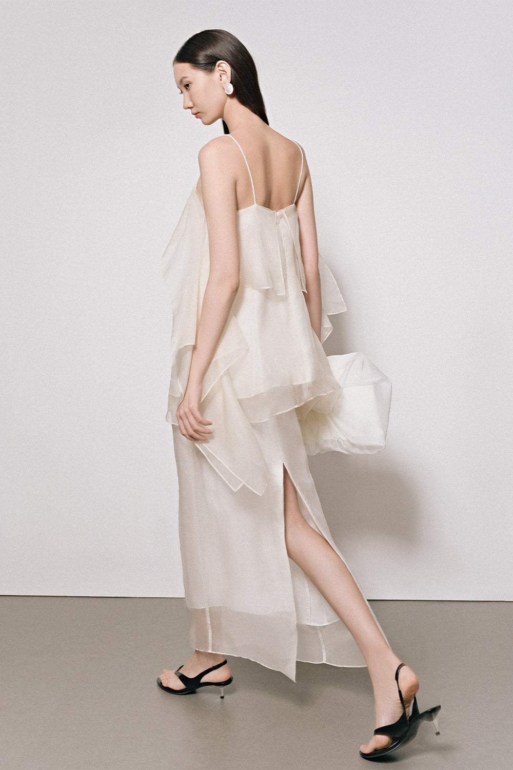 Leia Straight Layered Organza Maxi Skirt
