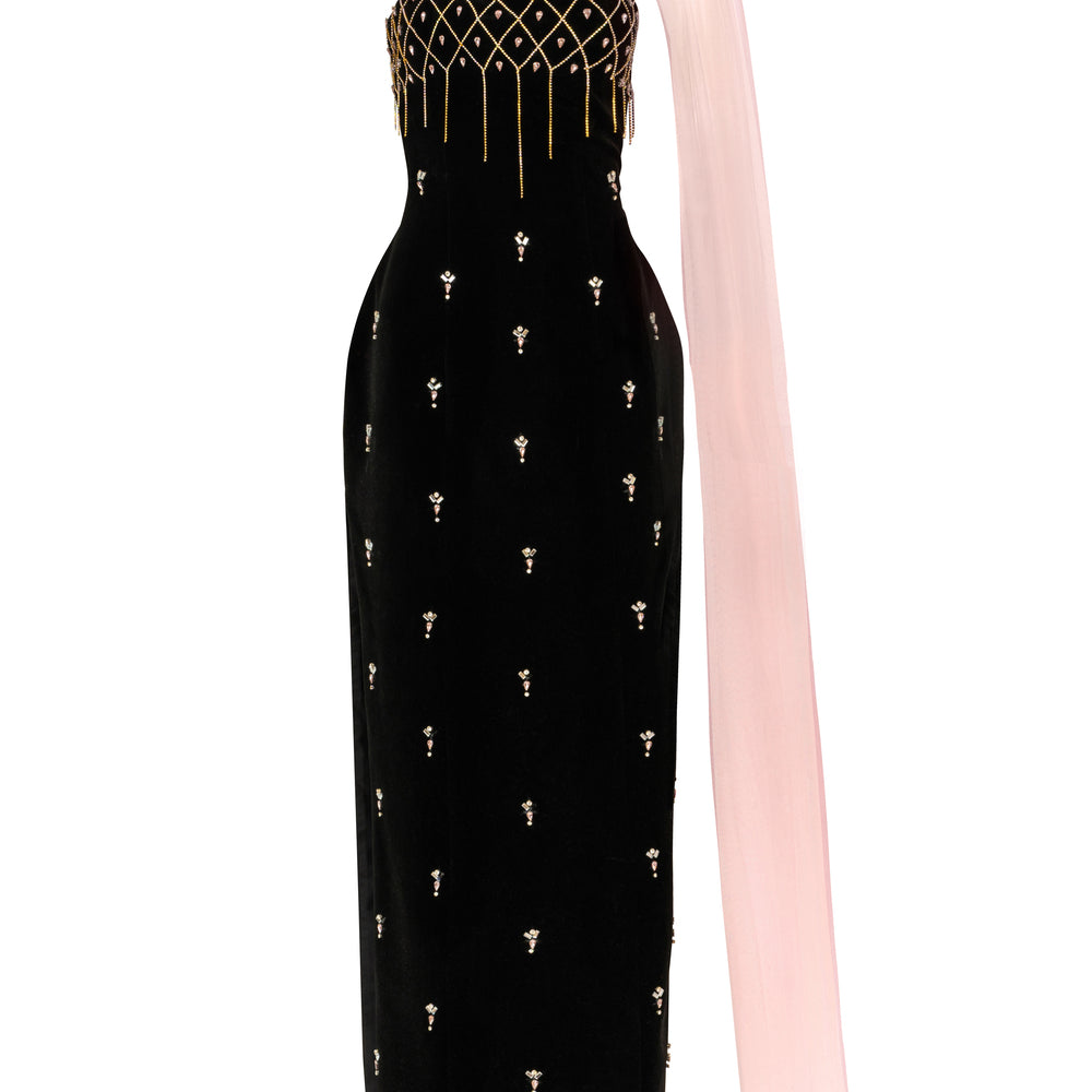 Aurelia Straight Across Bead Maxi Dress