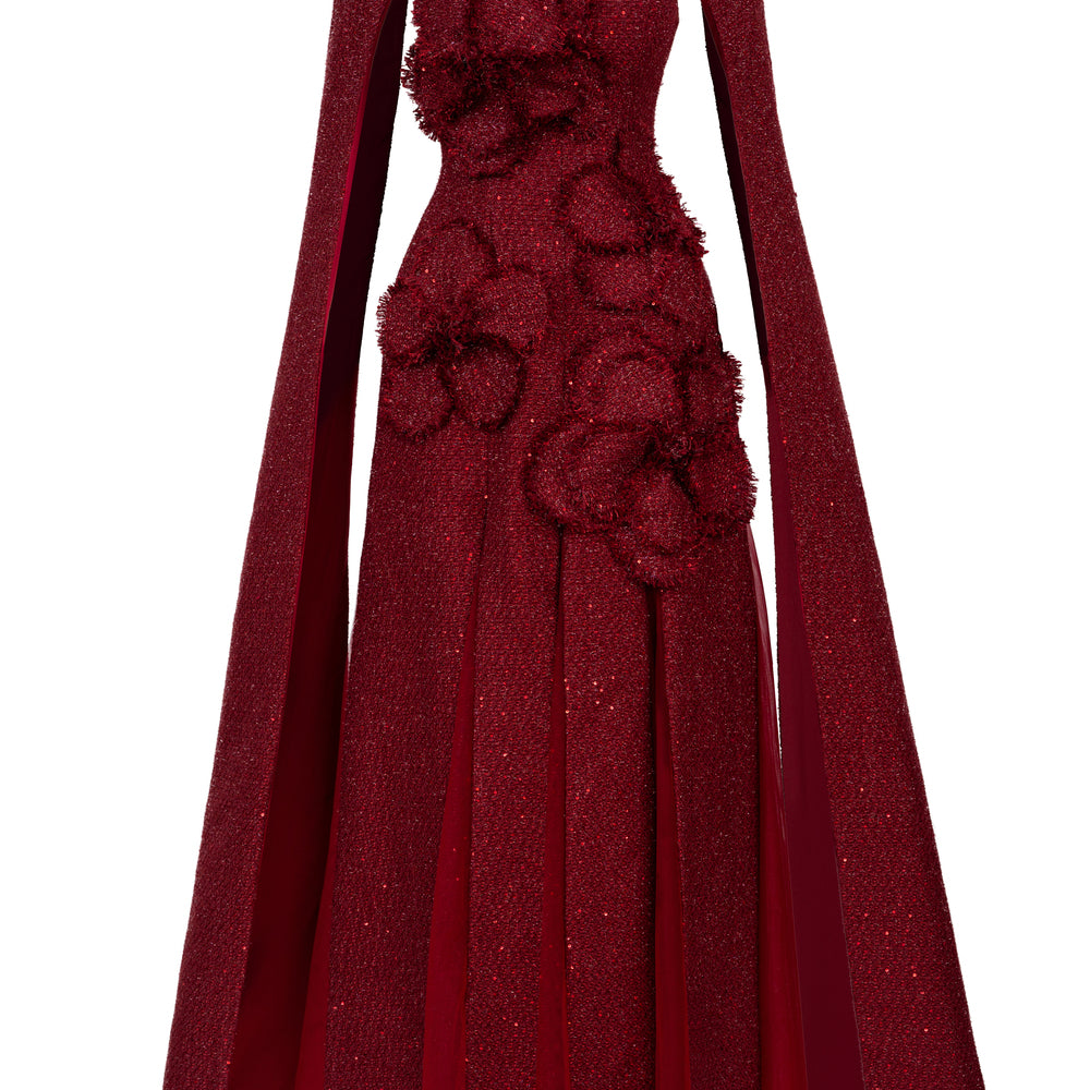 Preston Cape Sleeve Applique Maxi Dress