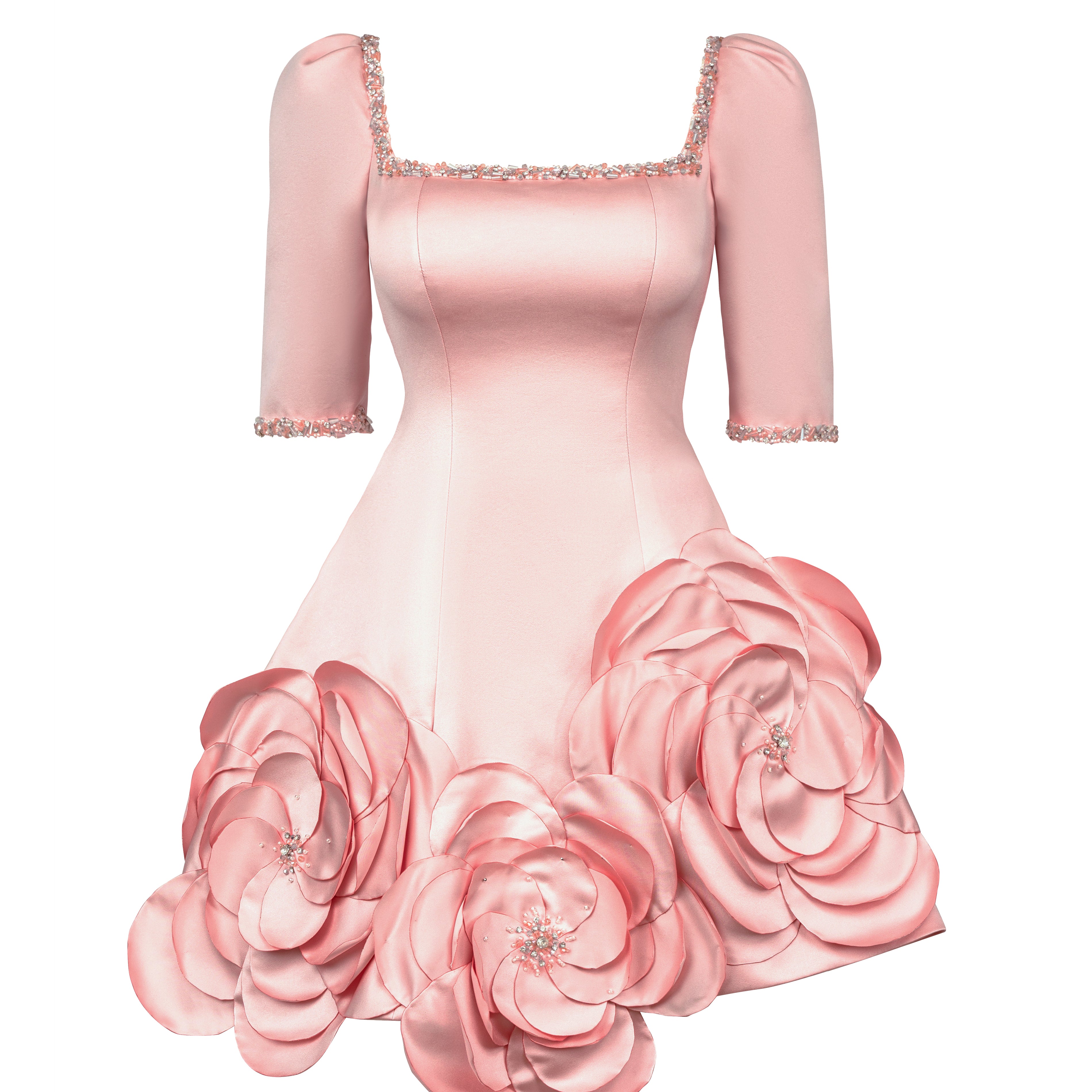 Khalani A-line Leg Of Mutton Sleeved Taffeta Maxi Dress