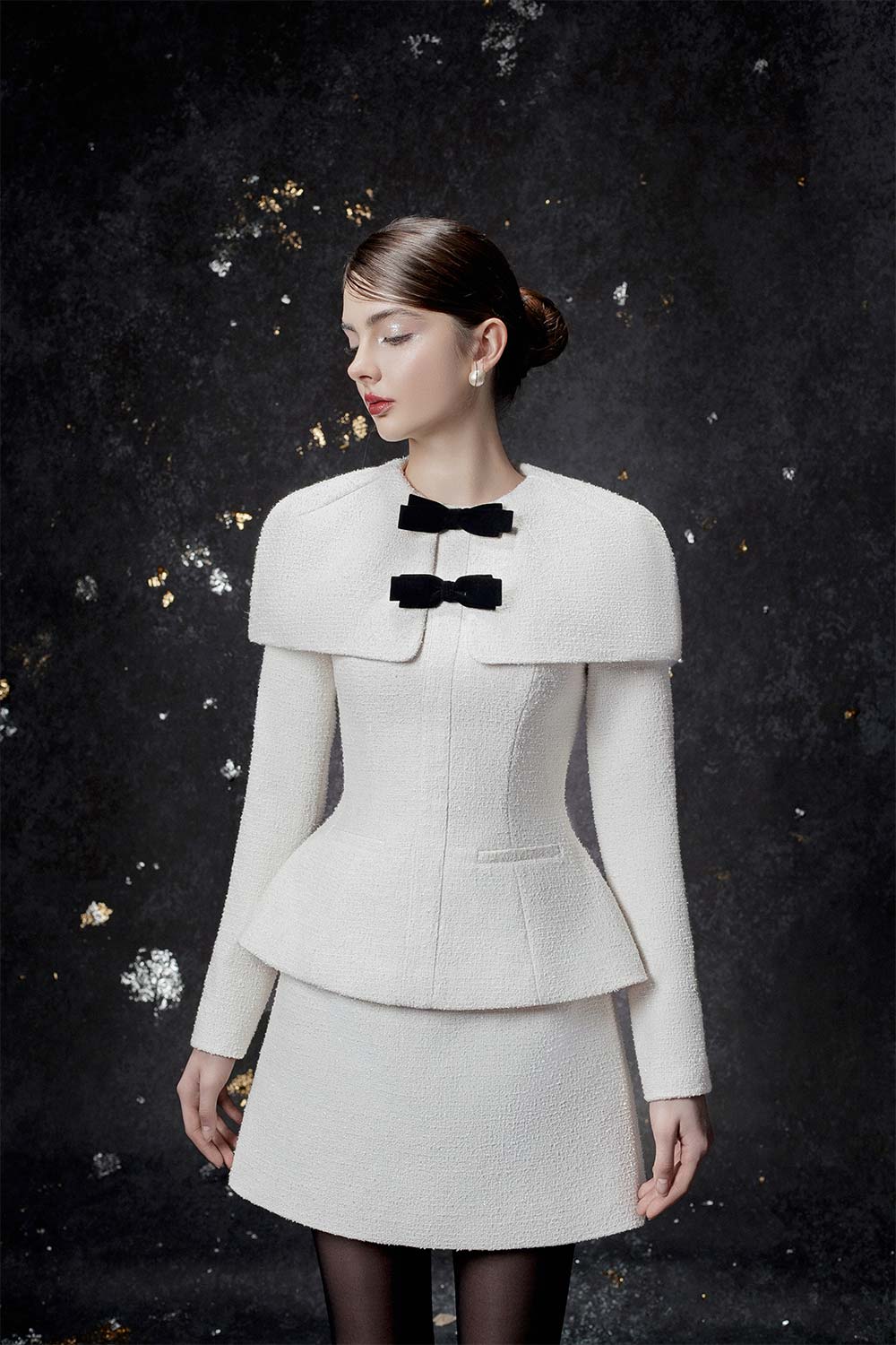 Nancy A-line Back Zipper Tweed Mini Skirt