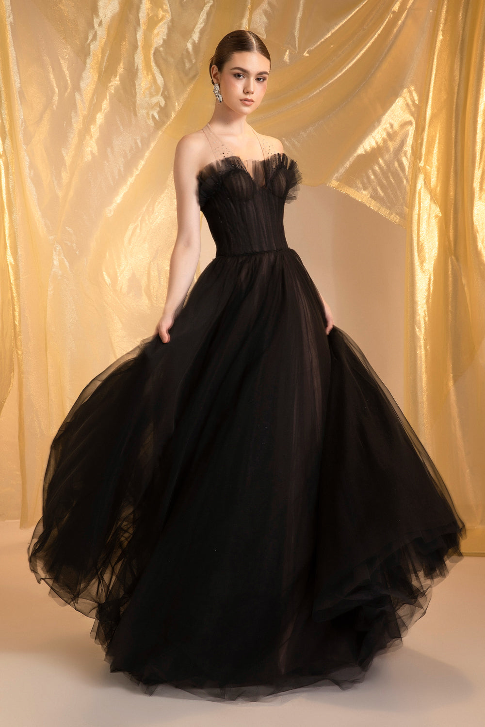 Women's Nancy Halter Neck Ruffle Maxi Dress Customize Black MEAN BLVD Women's Nancy Halter Neck Ruffle Maxi Dress Customize Black MEAN BLVD