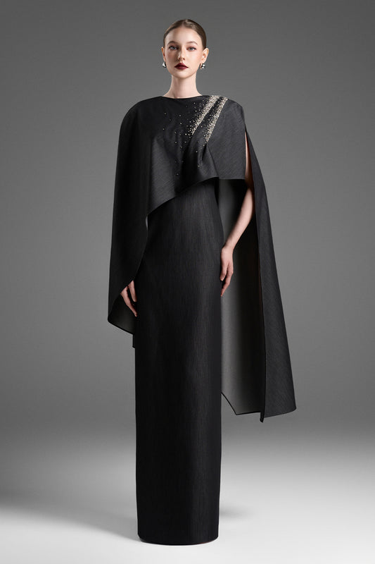 Natalia Cape Sleeve Bead Maxi Dress - MEAN BLVD