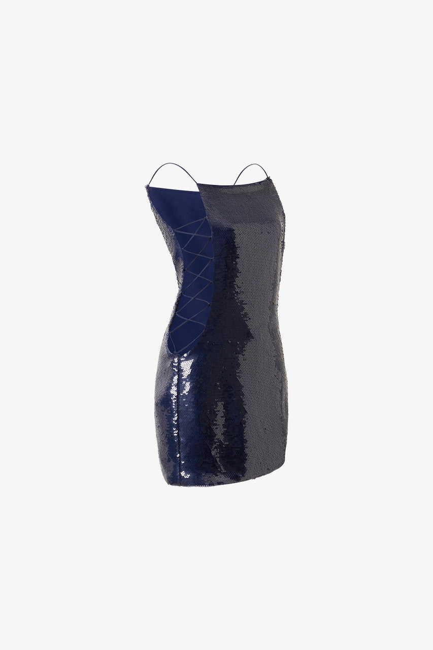 Siren Sequin Lace-Up Mini Dress 6