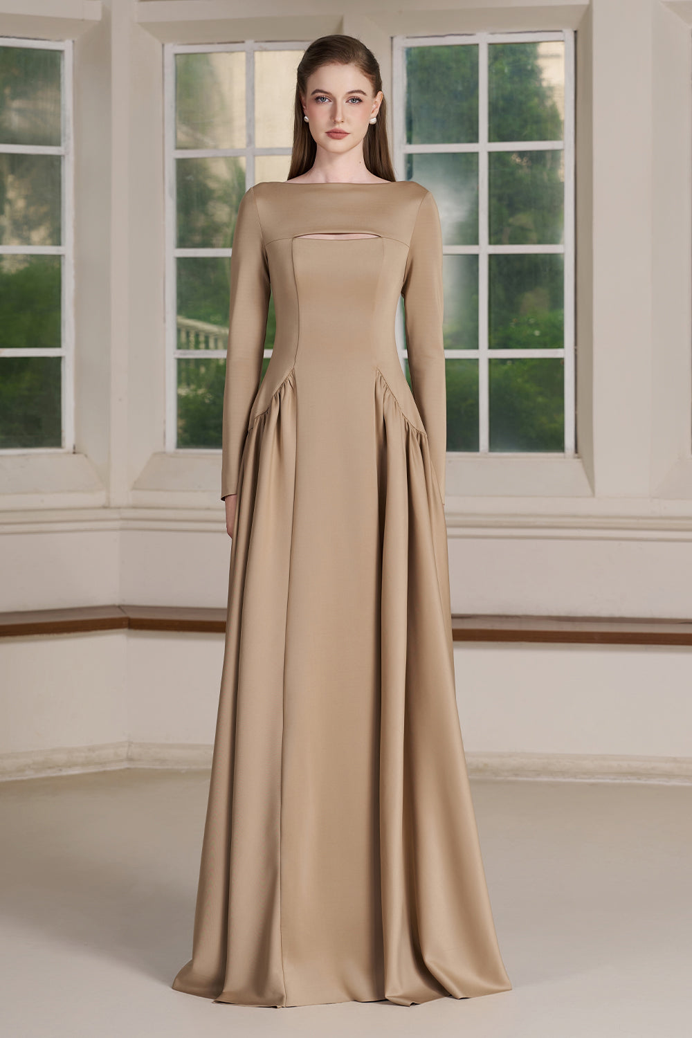 Neo Boat Neck Maxi Dress Sand / 3XL