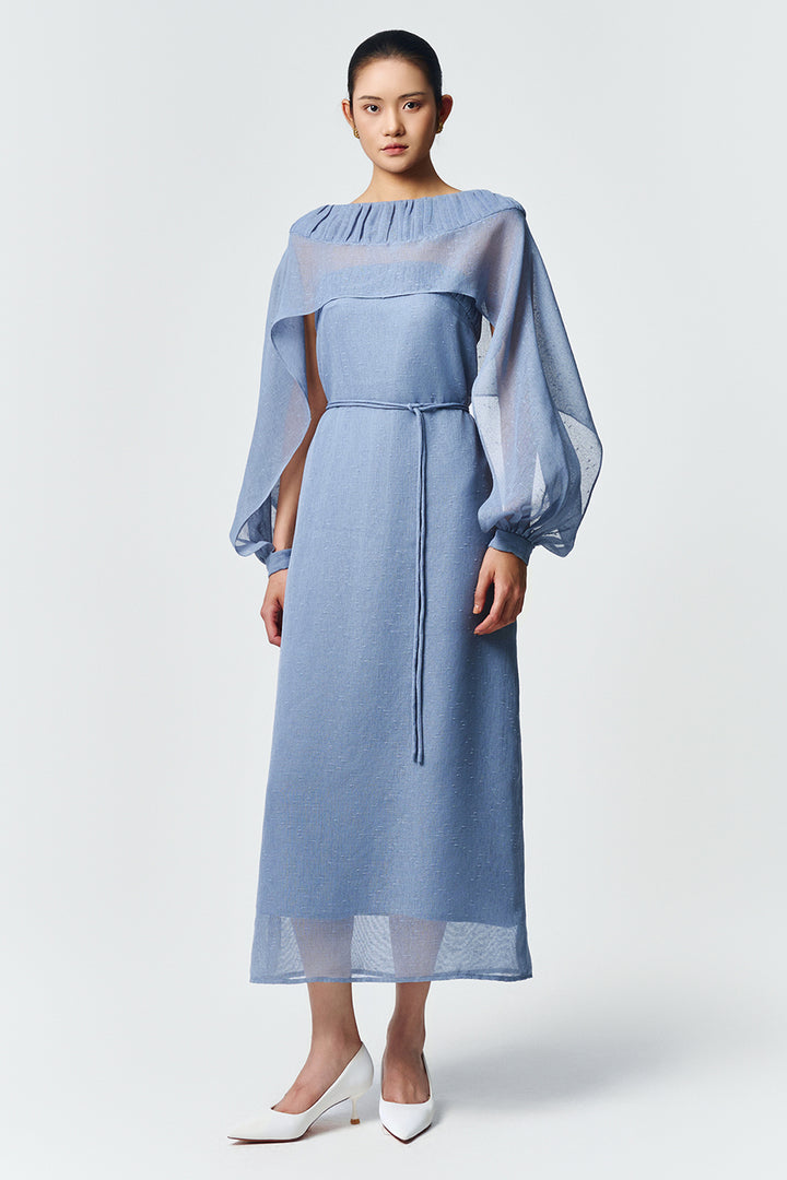 Nerina Square Neck Pleated Midi Dress - MEAN BLVD