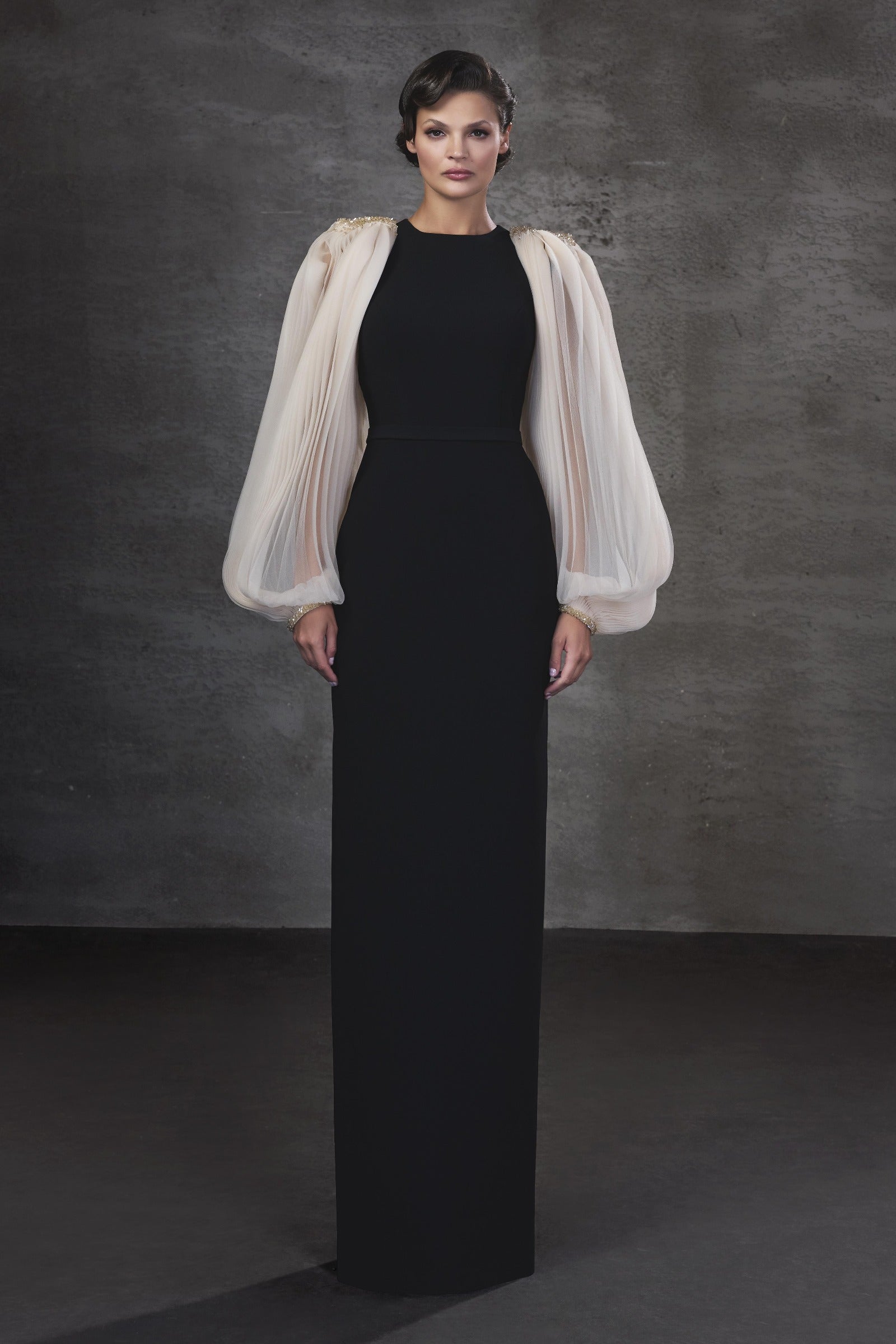 Women's Nerine Bishop Sleeve Maxi Dress Black & Beige 38/40/42 MEAN BLVD