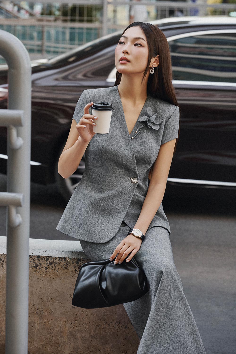 Mien Peplum Short Sleeved Polyester Jacket