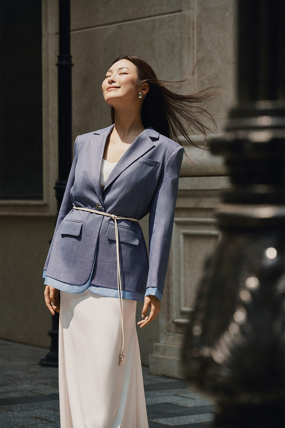 Khoi Straight Layered Polyester Blazer