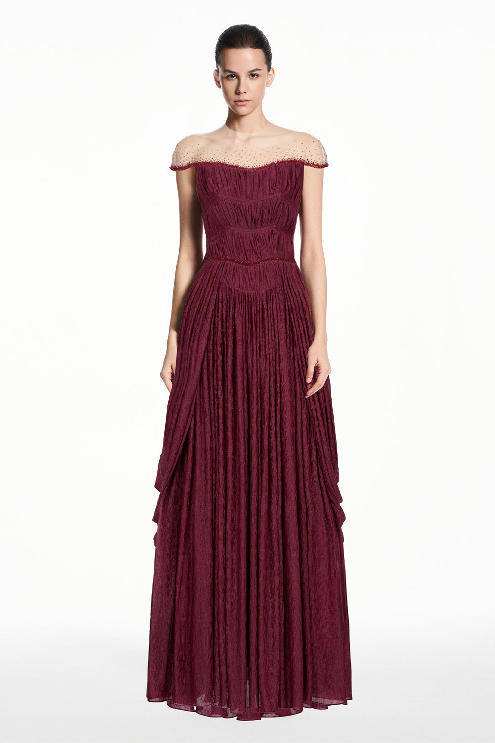 Noah Cape Sleeve Gathering Maxi Dress - MEAN BLVD