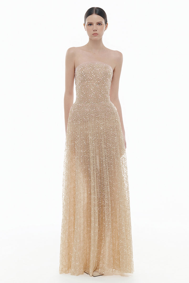 Noémie Straight Across Neck Bead Maxi Dress - MEAN BLVD