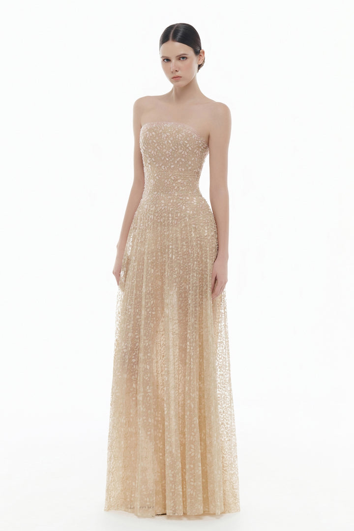 Noémie Straight Across Neck Bead Maxi Dress - MEAN BLVD