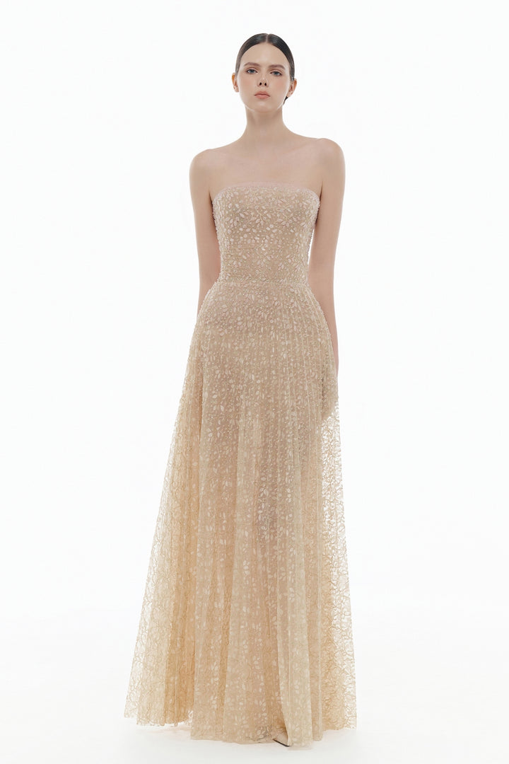 Noémie Straight Across Neck Bead Maxi Dress - MEAN BLVD