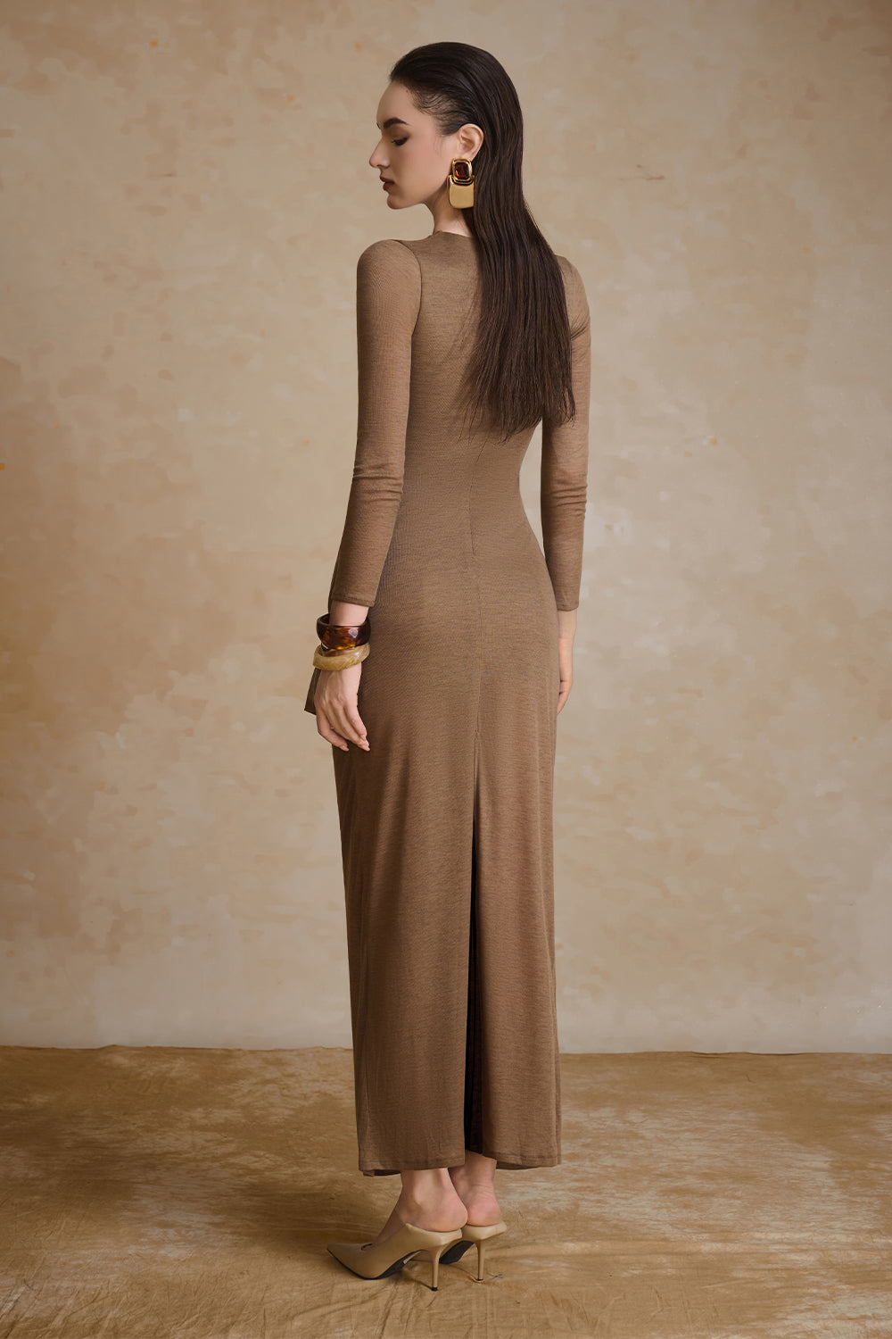 Noir Round Neck Ruffle Maxi Dress - MEAN BLVD