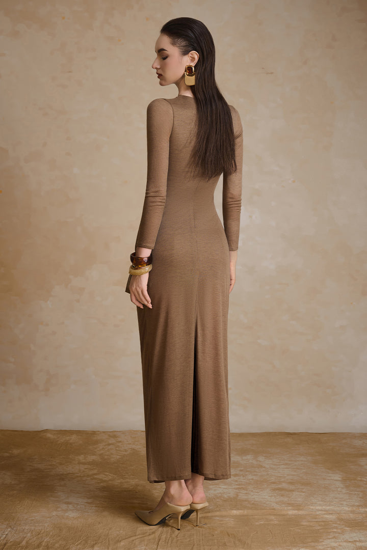 Noir Round Neck Ruffle Maxi Dress - MEAN BLVD