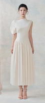 Nophie Asymmetric Sleeve Midi Dress - MEAN BLVD