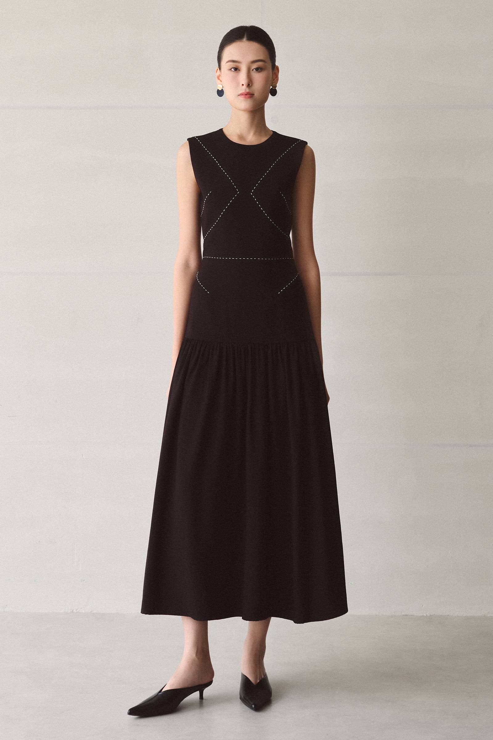 Norma A-line Gathering Midi Dress - MEAN BLVD