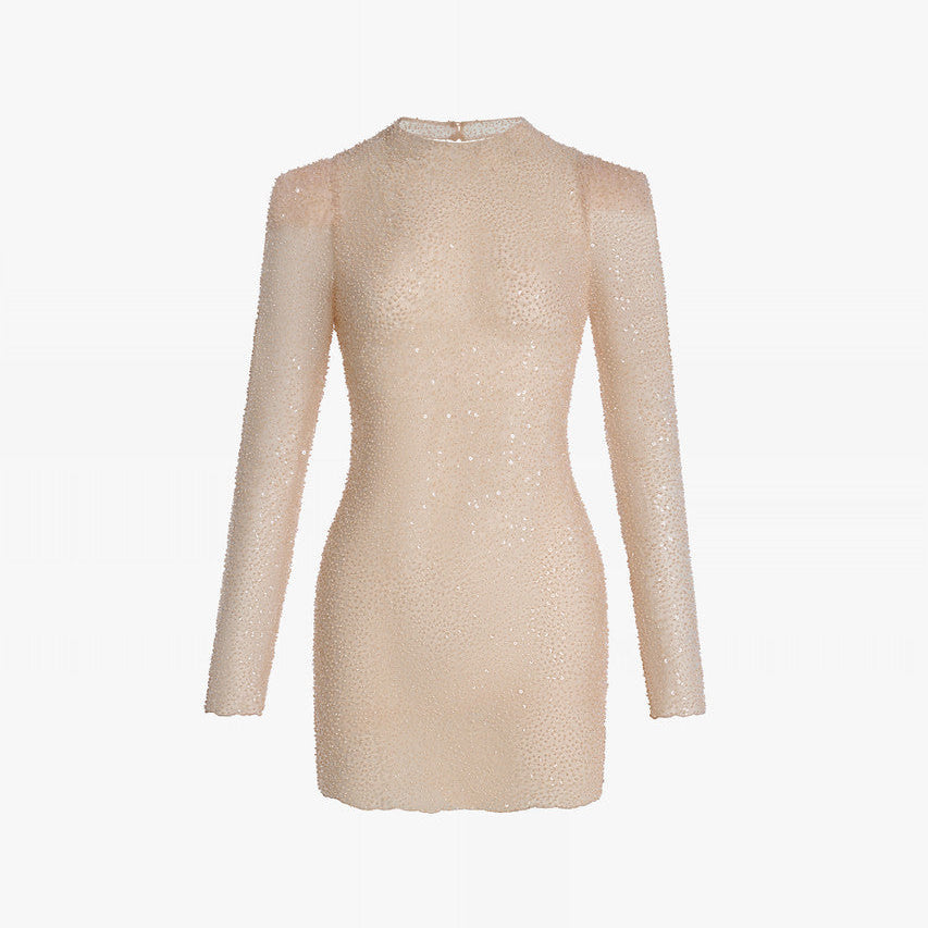Maven Elegance Beaded Lace Mini Dress 3