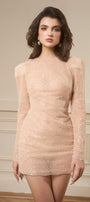 Maven Elegance Beaded Lace Mini Dress