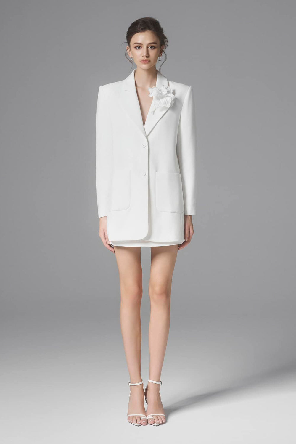 Ontario Straight Button Cotton Blend Blazer