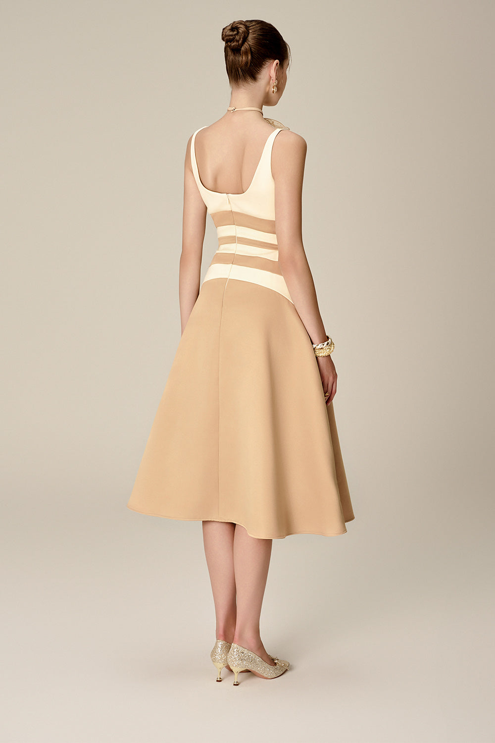 Orla A-line Scoop Neck Taffeta Calf Length Dress