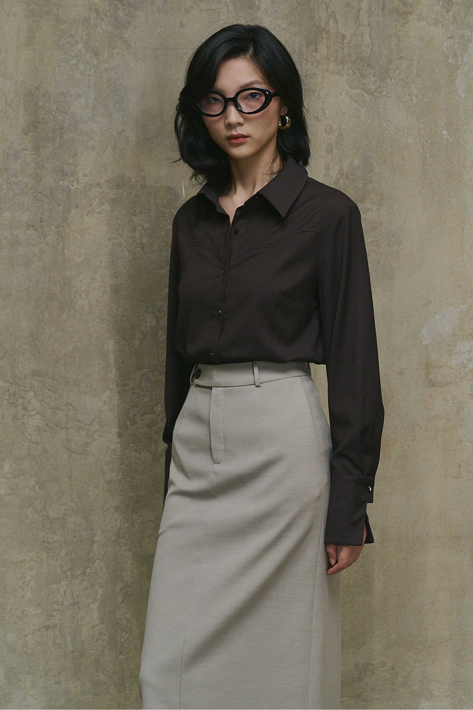 Orped Straight Cotton Skirt