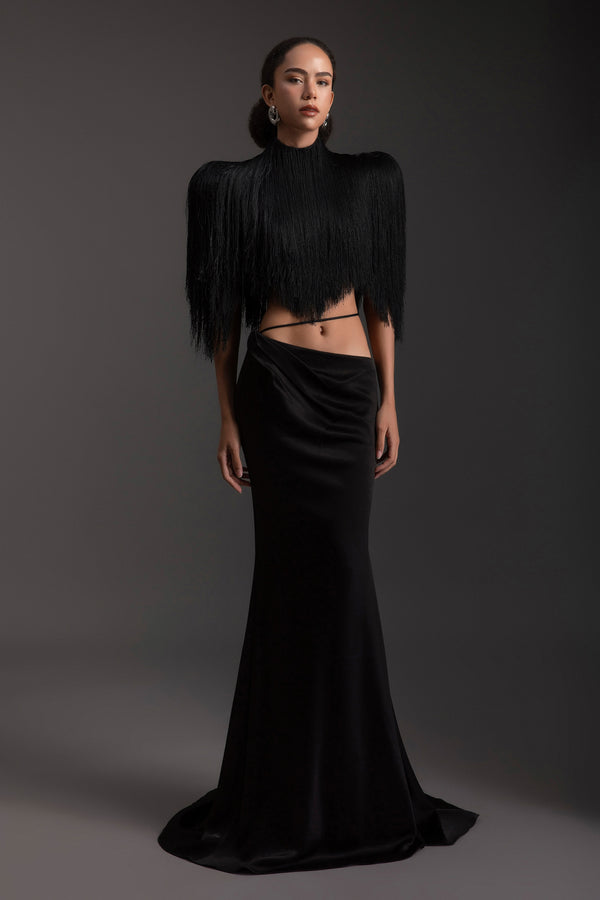 Obsidian High Neck Fringe Set - MEAN BLVD