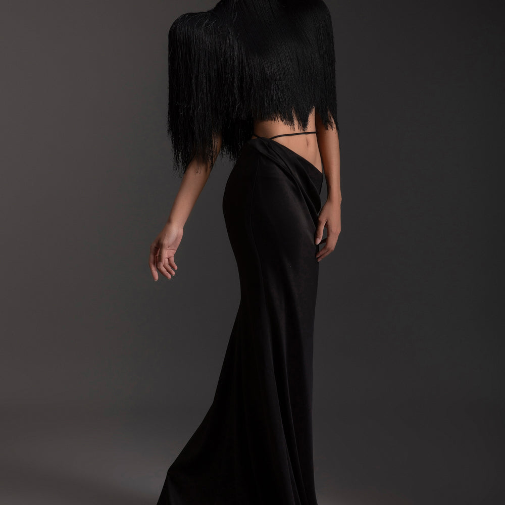 Obsidian High Neck Fringe Set - MEAN BLVD