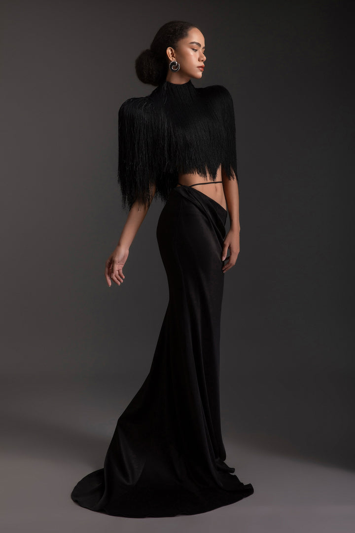 Obsidian High Neck Fringe Set - MEAN BLVD