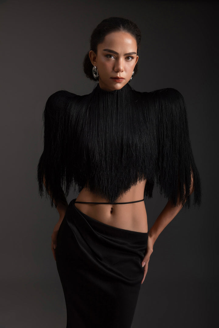 Obsidian High Neck Fringe Set - MEAN BLVD