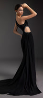 Obsidian One Shoulder Rhinestone Maxi Dress - MEAN BLVD