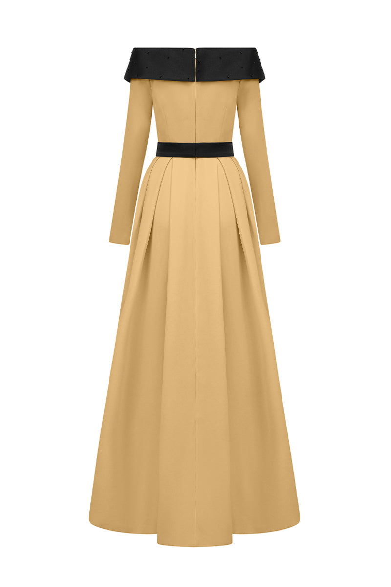 yellow pleated maxi dress Women's Lyselle Pleated Maxi Dress XS/S/M/L/XL/XXL/Customize Yellow & Black MEAN BLVD