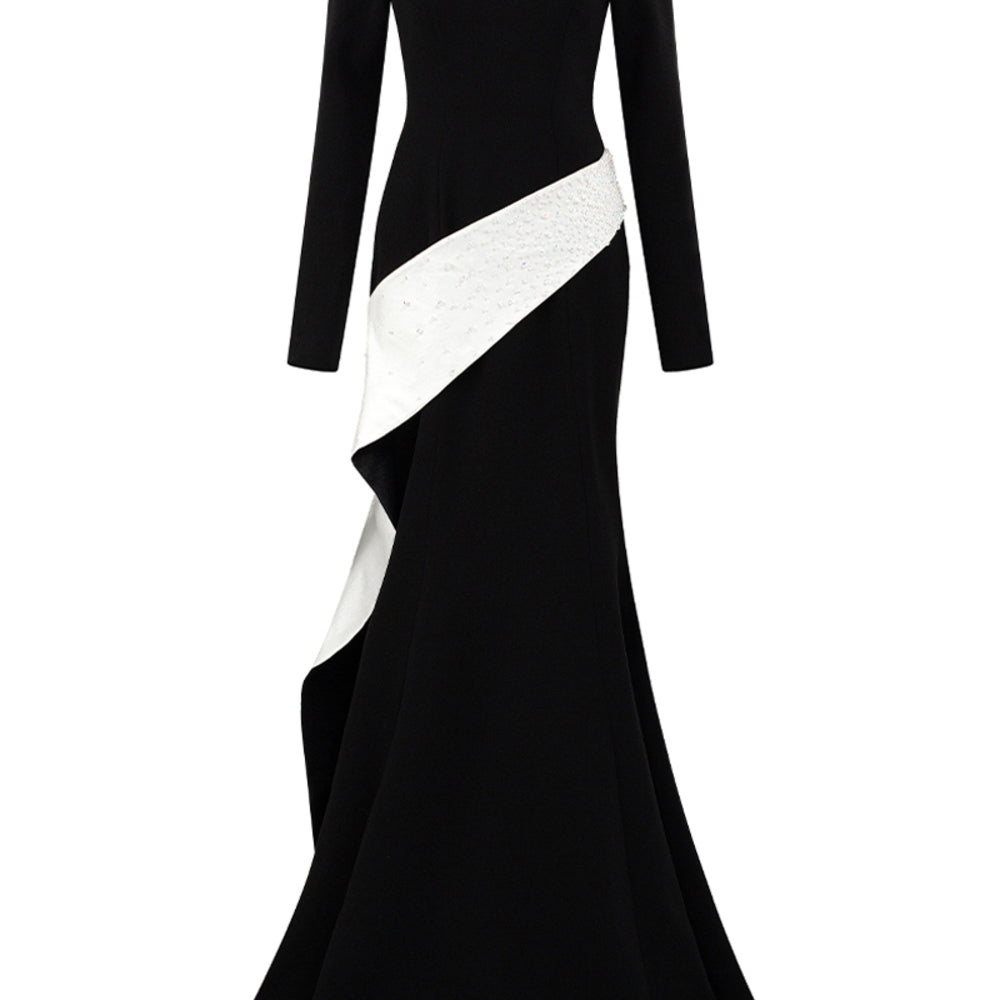 Averie Mermaid Off-Shoulder Crepe Floor Length Dress