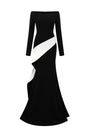 Averie Mermaid Off-Shoulder Crepe Floor Length Dress