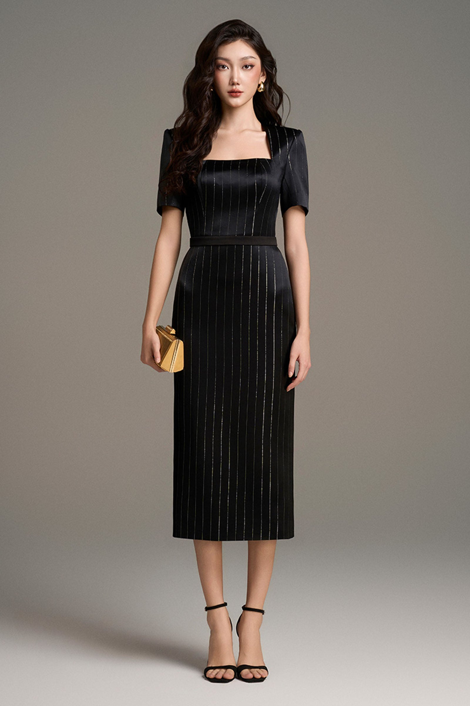 Olyne Square Neck Midi Dress - MEAN BLVD