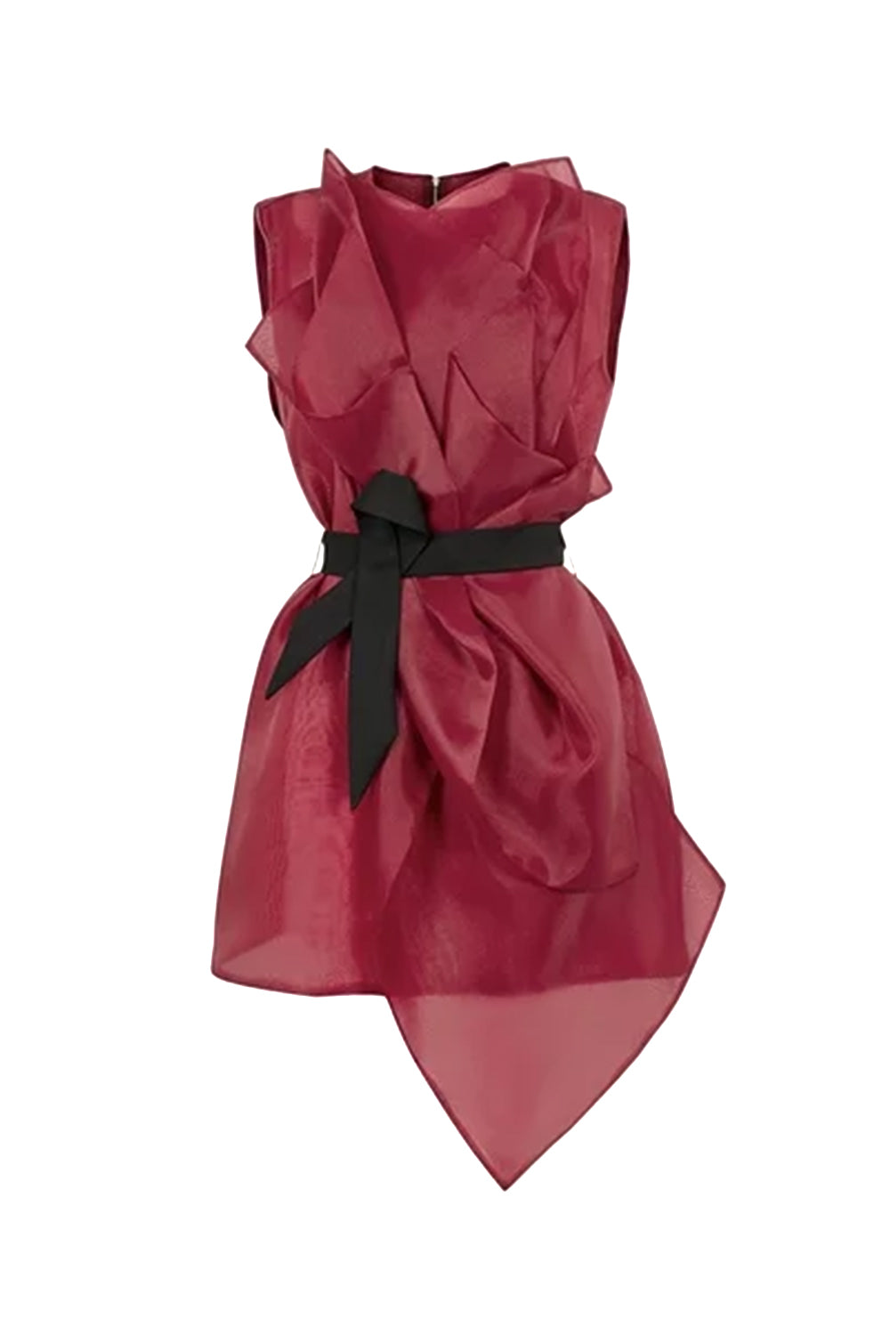 Omni A-line Jewel Neck Organza Mini Dress