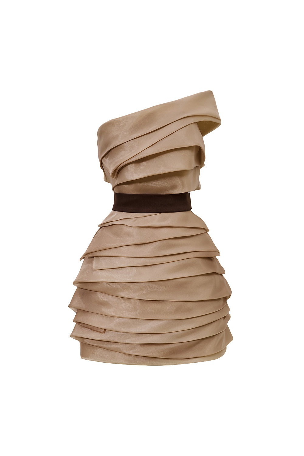 Reuben A-line One Shoulder Organza Mini Dress