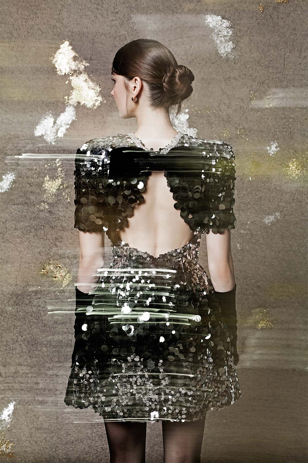 Ophelia A-line Short Sleeved Sequin Mini Dress