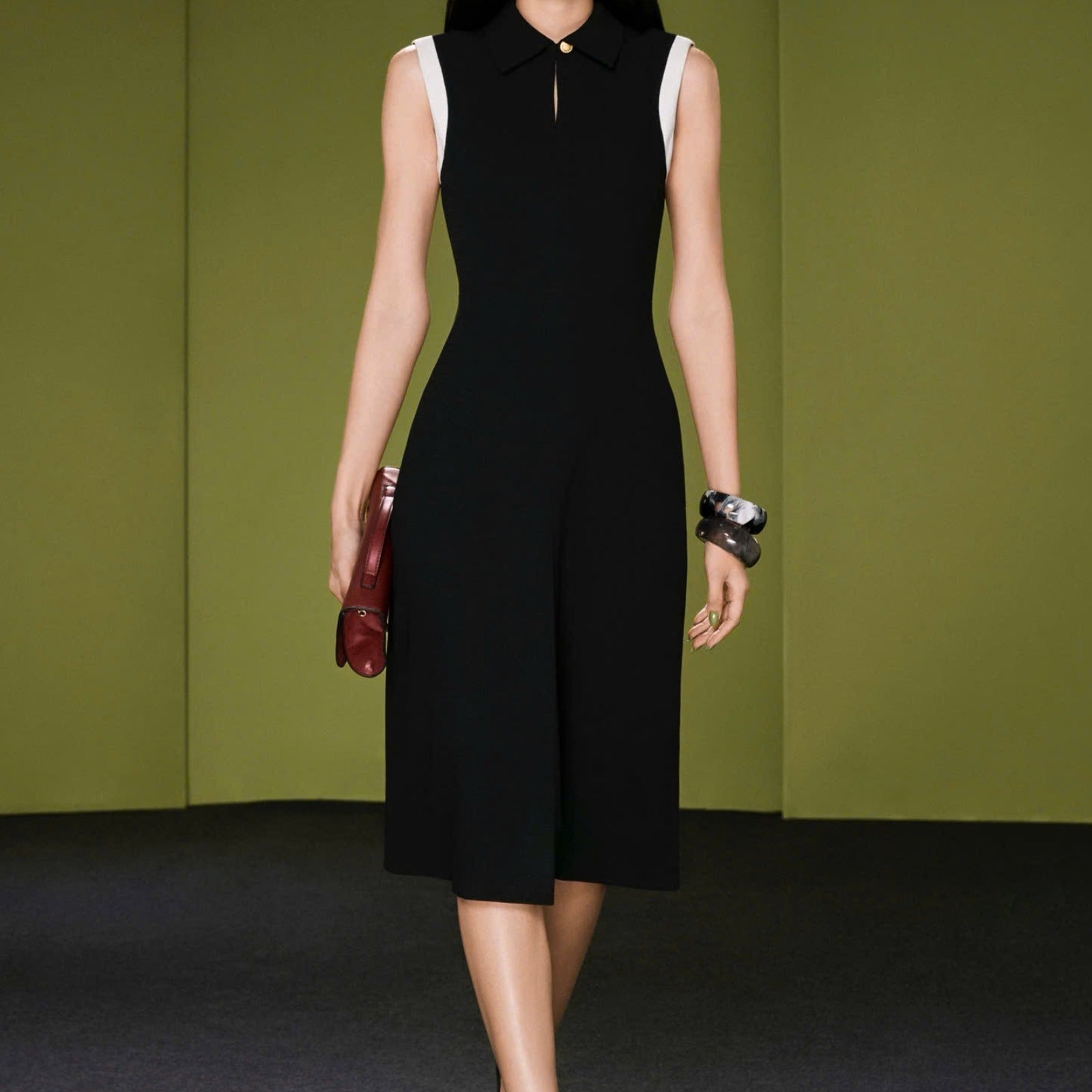 Ophéliane Collared Midi Dress - MEAN BLVD