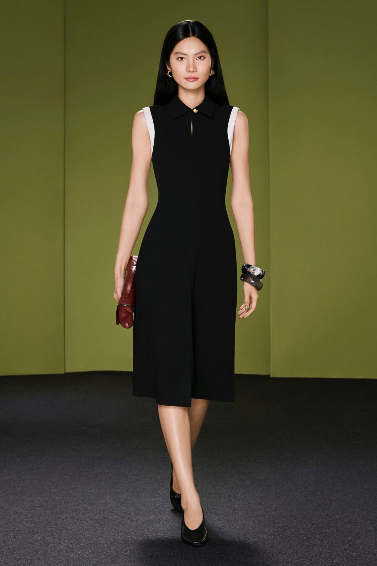 Ophéliane Collared Midi Dress - MEAN BLVD