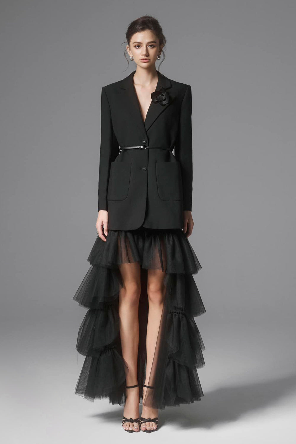 Castle Asymmetric Layered Tulle High-low Skirt