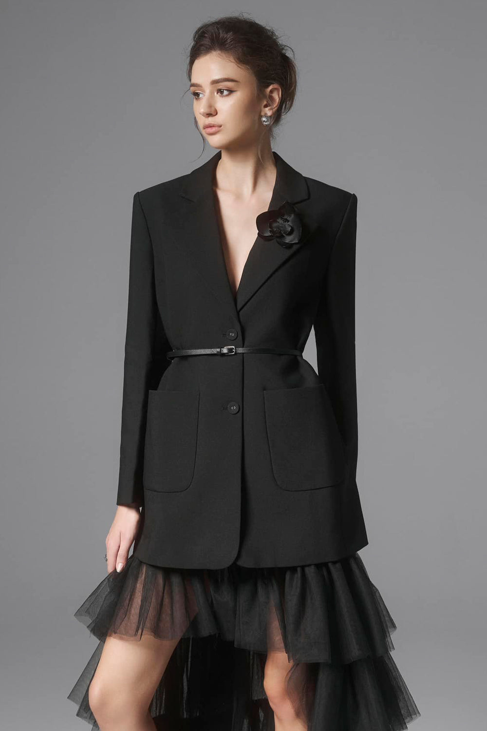 Ontario Straight Button Cotton Blend Blazer